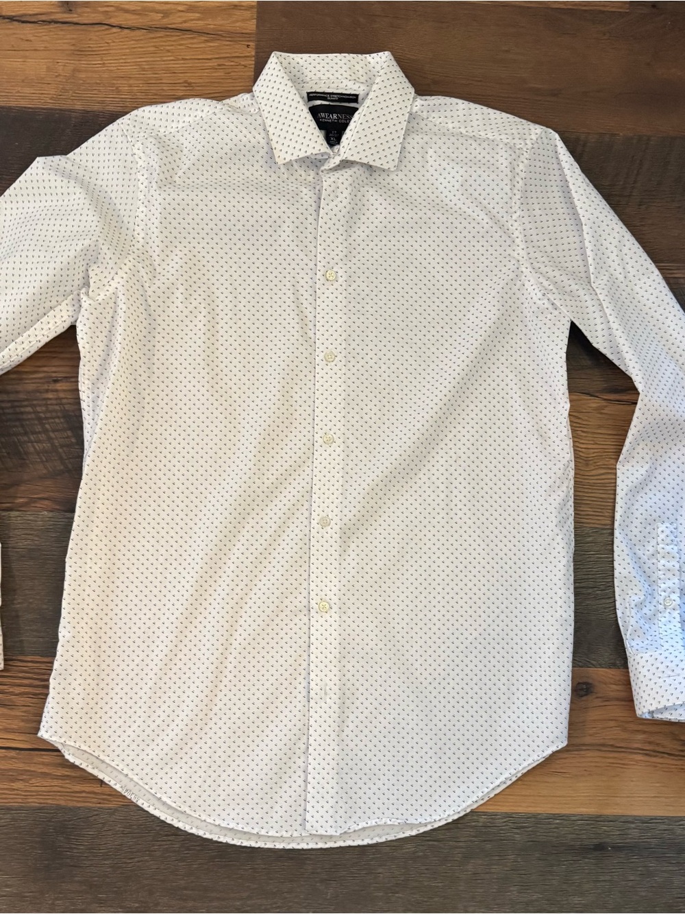 Kenneth Cole White Dress Shirt with Navy Micro-Print - Picture 2 of 5